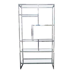 Chrome and Glass Large Design Institute America Étagère Shelving Wall Unit