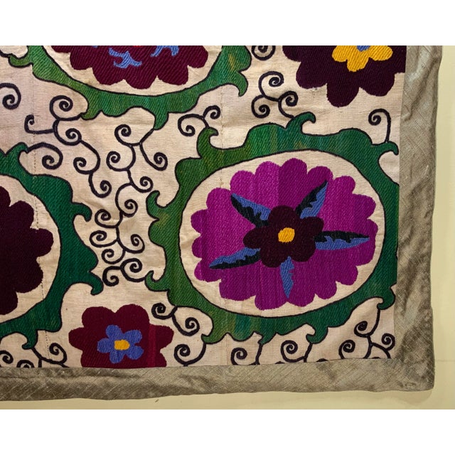 Antique Suzani Panel Wall Hanging For Sale In Miami - Image 6 of 12