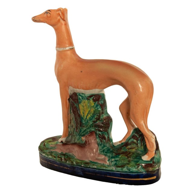 Antique 19thC Pair of Staffordshire Whippets Greyhounds Hunting Dog Figures 1860 For Sale - Image 11 of 17