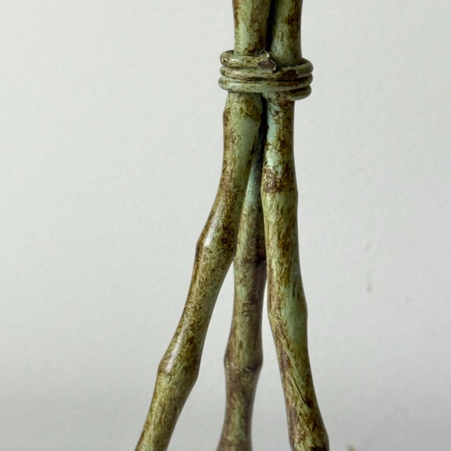 Verdigris Bamboo Iron Candle Holders For Sale - Image 10 of 11