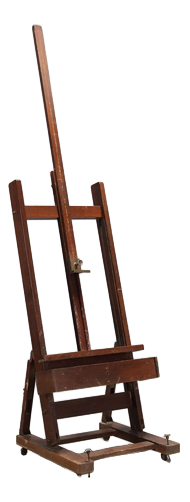 Large Painters Easel Walnut Painted Beech Italy Xx Century