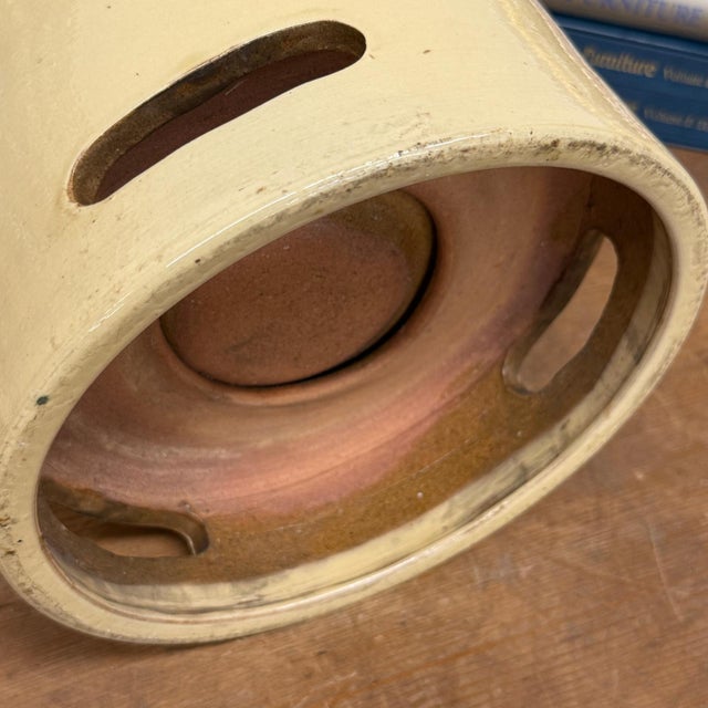 Mid 20th Century Green and Cream Ceramic Hibachi with Drip Glaze Detail For Sale - Image 5 of 13