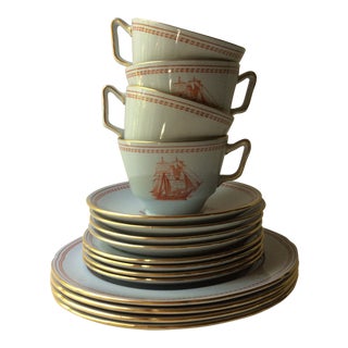 Vintage Spode TradeWinds Tea Cups, Saucers, & Plates - Set of 4 For Sale