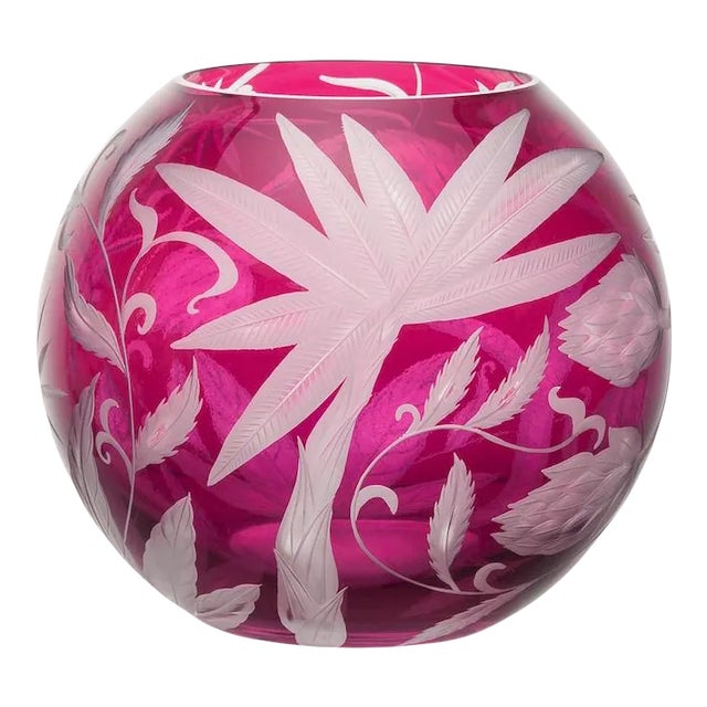 ARTEL Jungle Deco Round Vase in Fuschia For Sale
