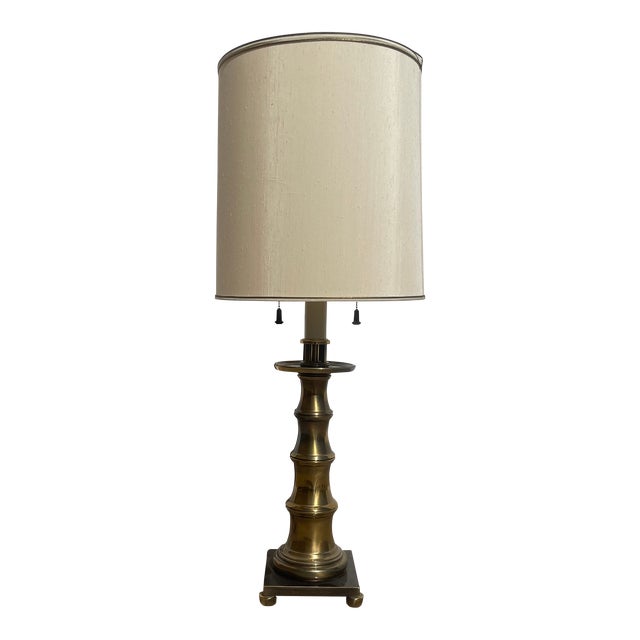 1940s Stiffel Bamboo Brass Table Lamp For Sale