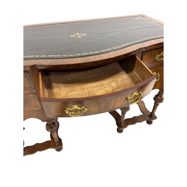 Early 20th Century William and Mary Style Writing Table With Inset Leather Top For Sale In New York - Image 6 of 8