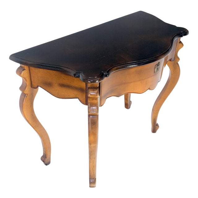 Baker One Drawer Cabriole Leg Fruitwood Paper Finished Drawer Console Table MINT For Sale