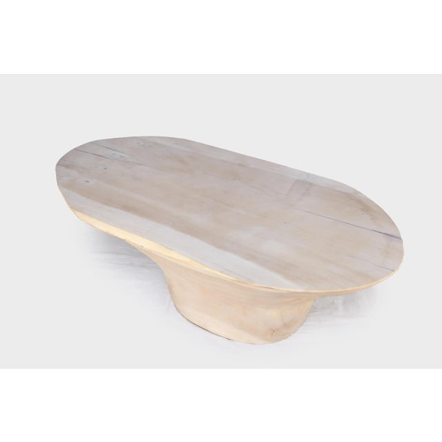 Modern White Oval Block Coffee Table For Sale - Image 4 of 6