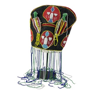 Early 20th Century Yoruba Beaded Crown Nigeria For Sale