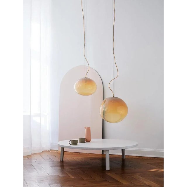 Contemporary Sirius Amber Iridescent Pendants Size L & XXL by Simone Lueling for Eloa, Set of 2 For Sale - Image 3 of 4