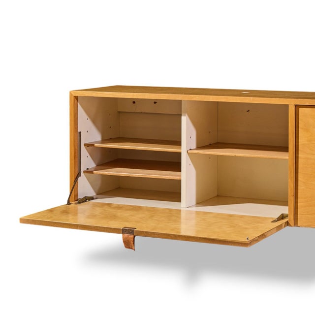 Wood Florence Knoll 121w Mid Century Birch Hanging Credenza For Sale - Image 7 of 9