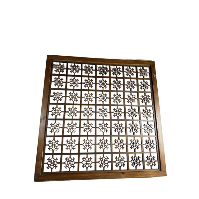 Decorative Wooden Lattice Panel With Geometric Fretwork Design For Sale - Image 9 of 10