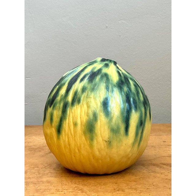 Vintage Yellow and Green Ceramic Gourd For Sale - Image 12 of 14