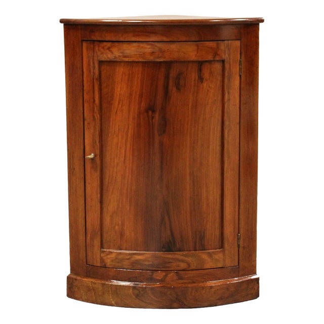 19th Century Italian Corner Bedside Table in Walnut For Sale