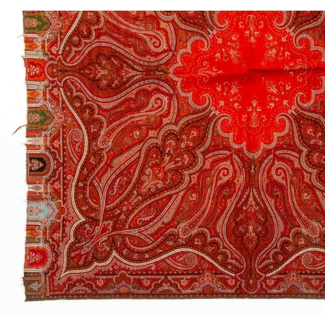 Traditional Paisley Woven Wool Shawl, 19th Century For Sale - Image 3 of 7