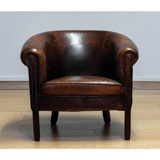 Swedish Sheepskin Leather Armchair, 1960s, in Very Good conditions. Designed 1960 to 1969