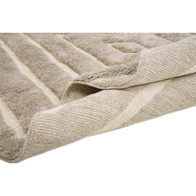 Contemporary Hand-Knotted Wool Rug in Light Taupe and Ivory by Azele Studio For Sale - Image 3 of 9