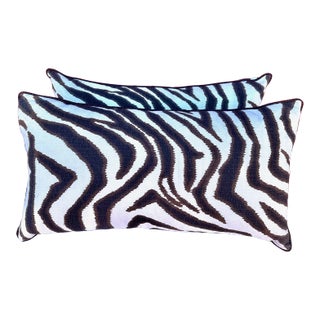 Pair of Zebra Print Pillows For Sale