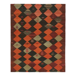 1950s Vintage Karadagh Persian Kilim With Multicolor Diamond Pattern, From Rug & Kilim