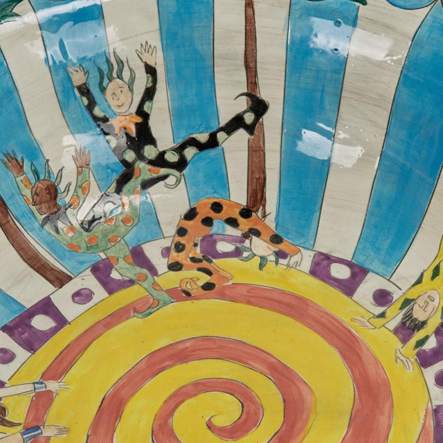 Blue Vintage Ceramic Circus Bowl on Elephant Stand by Dan and Nisha Ferguson For Sale - Image 8 of 17