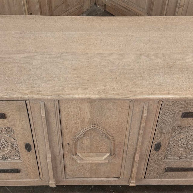 Antique Gothic Revival Stripped Oak Buffet For Sale - Image 16 of 18