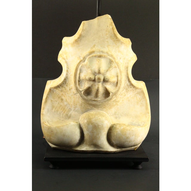 Metal 17th / 18th C. Baroque Carved Marble Frontispiece Corbel Mounted as a Lamp For Sale - Image 7 of 18