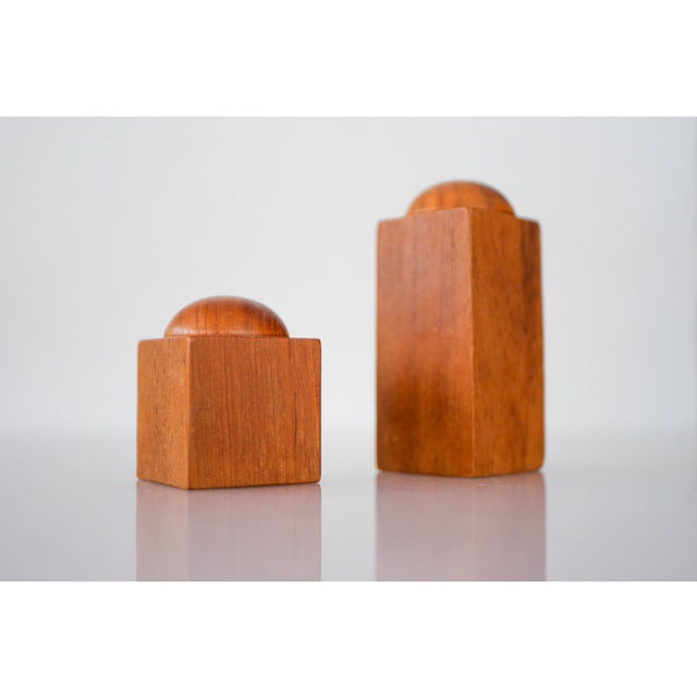 Mid-Century Modern Danish Teak Salt and Pepper Shaker Set, Set of 2 For Sale - Image 5 of 15