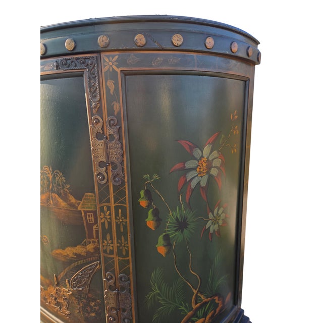 Antique Chinoiserie Curio Cabinet Hutch Vitrine Breakfront Vernis Martin Style For Sale - Image 9 of 18