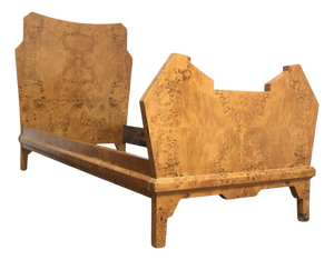 Art Deco Cubist Single Bed in Birch Burl, 1930s-1940s