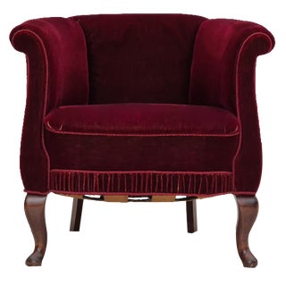 Danish Lounge Chair in Velour & Beech, 1950s For Sale