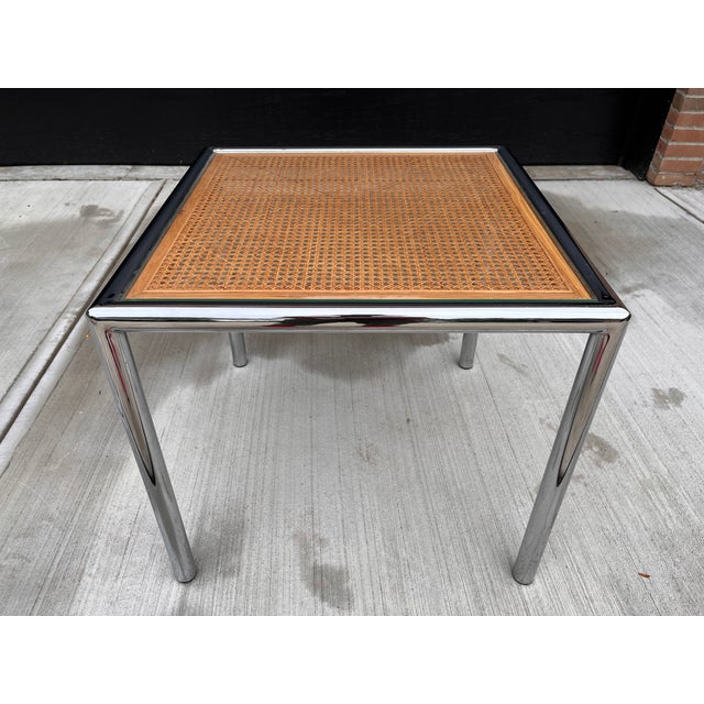 Vintage Milo Baughman for Design Institute Stainless Tubular Cane Table For Sale - Image 10 of 11