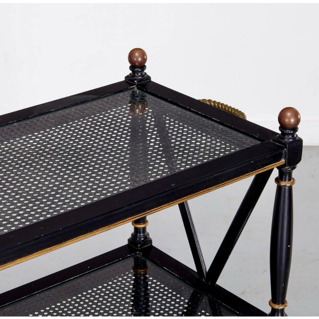 Mid 20th Century Regency Classical Style Black Server Bar Cart For Sale - Image 4 of 5