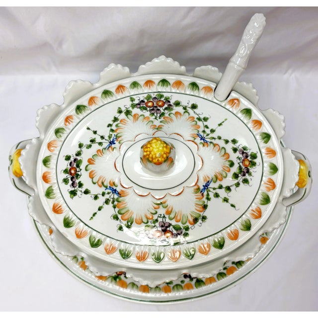 Mid 20th Century Italian Lidded Soup Tureen With Saucer and Ladle For Sale - Image 4 of 12