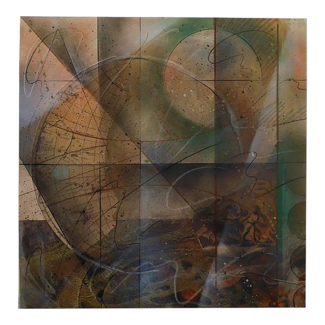 Wayne Christopher Abstract Mix-Media Print on Paper, 1990s Hand Signed For Sale