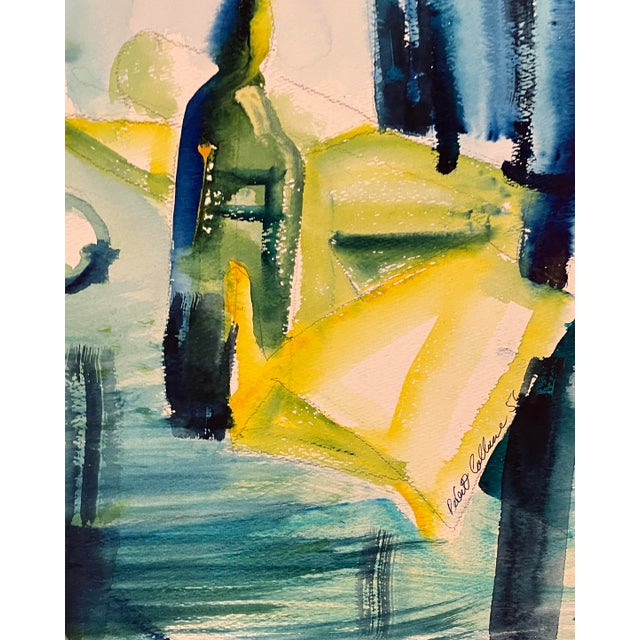 MCM painting on paper by artist Robert Colborne (1931-2002) of New York. Signed lower right, estate stamp on the back....