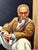 White David Cheng Hong Kong 1961 Portrait of Scholar with Opium Pipe Oil Painting For Sale - Image 8 of 9
