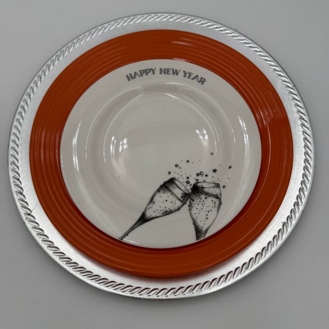 Vintage Salad Plates in Millennium by Epoch 8" Champagne Glass Toast Cheers Y2k - Set of 8 For Sale - Image 4 of 7