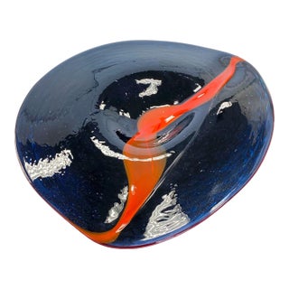 Massive Michael Nourot Centerpiece Bowl 27" Handblown Art Glass Wall Charger For Sale