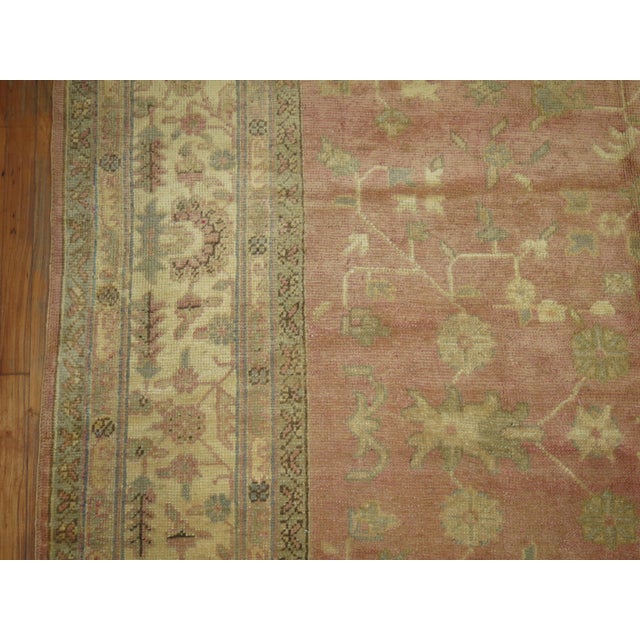 Pink Square Antique Turkish Oushak Square Rug - 11'10" x 12'5" For Sale - Image 4 of 6