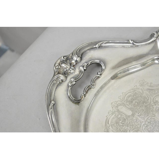 Victorian Antique Gorham Silver Plated Victorian Oval Butlers Serving Platter Bar Tray For Sale - Image 3 of 12