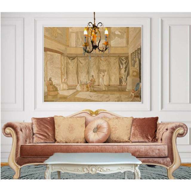 Tole Floral and Crystal 3 Light Chandelier For Sale - Image 15 of 17