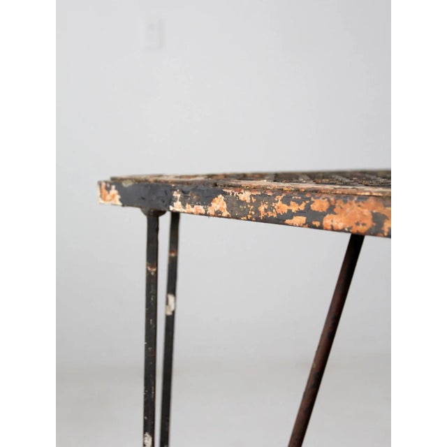 Metal Mid-Century Hairpin Leg Iron Patio Table For Sale - Image 7 of 12