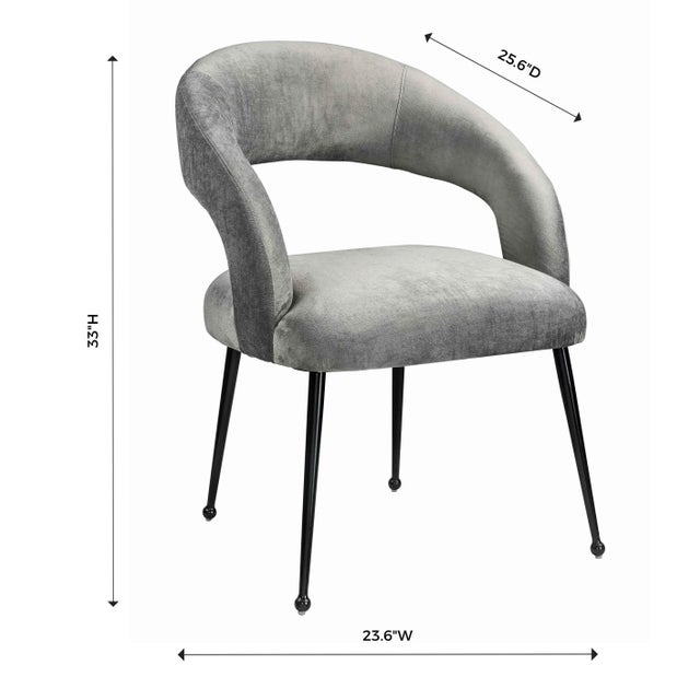 2020s Rocco Slub Grey Dining Chair with Black Legs For Sale - Image 5 of 7
