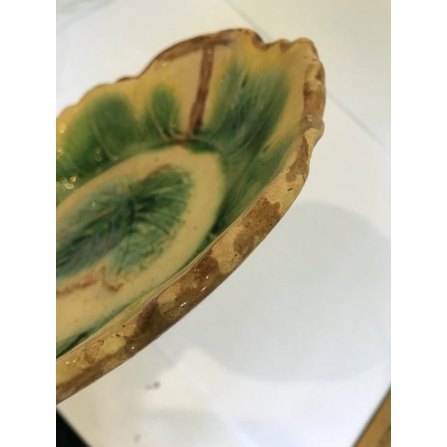 Ceramic English Majolica Leaf Bowl For Sale - Image 7 of 9