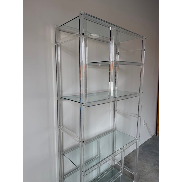 1960s Charles Hollis Jones–Style Six-Tier Lucite & Glass Étagère For Sale - Image 4 of 11