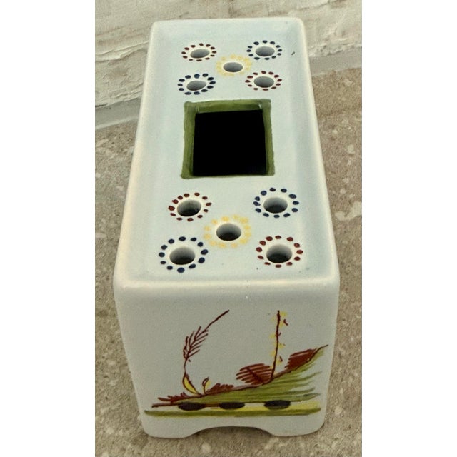 Vintage Williamsburg Restoration Chinoiserie Delft Flower Brick, Frog Produced in Holland, Featuring Hand-Painted Chinese Fishing Scenes For Sale In San Antonio - Image 6 of 12