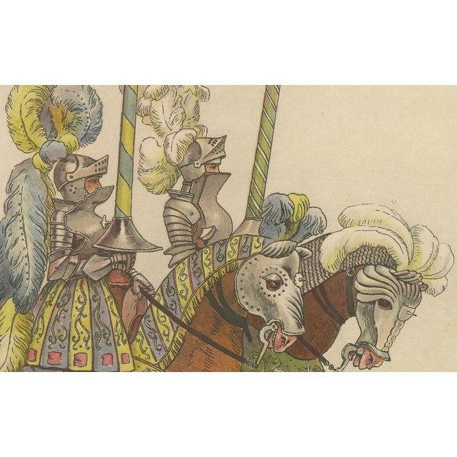 After Max Tilke, Knightly Pageantry of 1500s Germany, Colored Print For Sale - Image 6 of 9