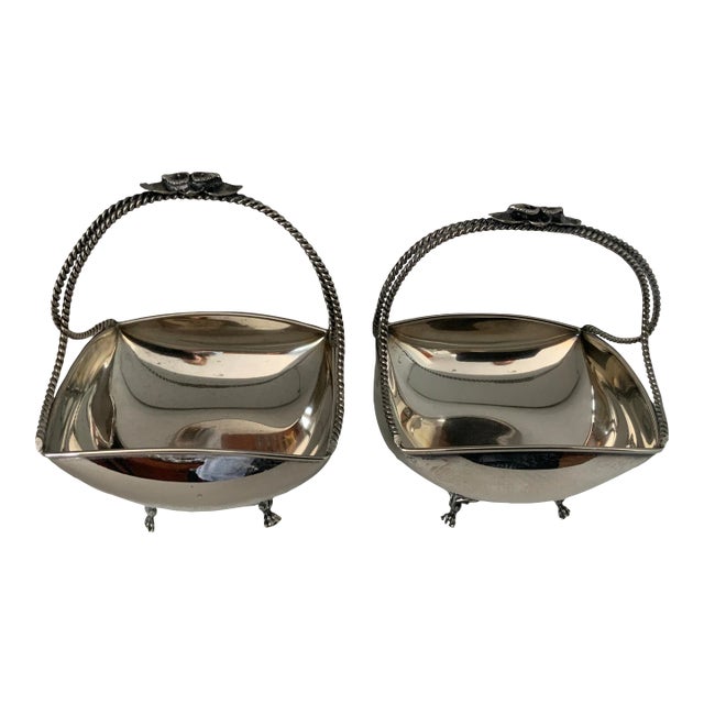 1940s Silverplate Miniature Baskets by Lambidis - a Pair For Sale