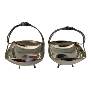 1940s Silverplate Miniature Baskets by Lambidis - a Pair