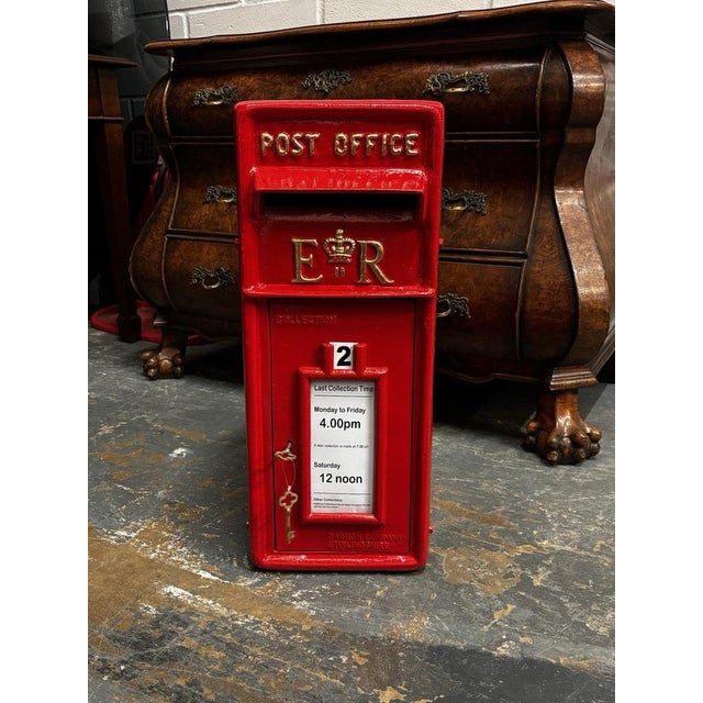 Metal Post Box in Bright Red For Sale - Image 4 of 12
